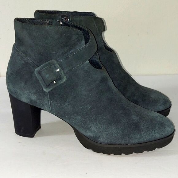 Sacha London Gray Suede Heeled Ankle Boots Sz 6 - Picture 1 of 11
